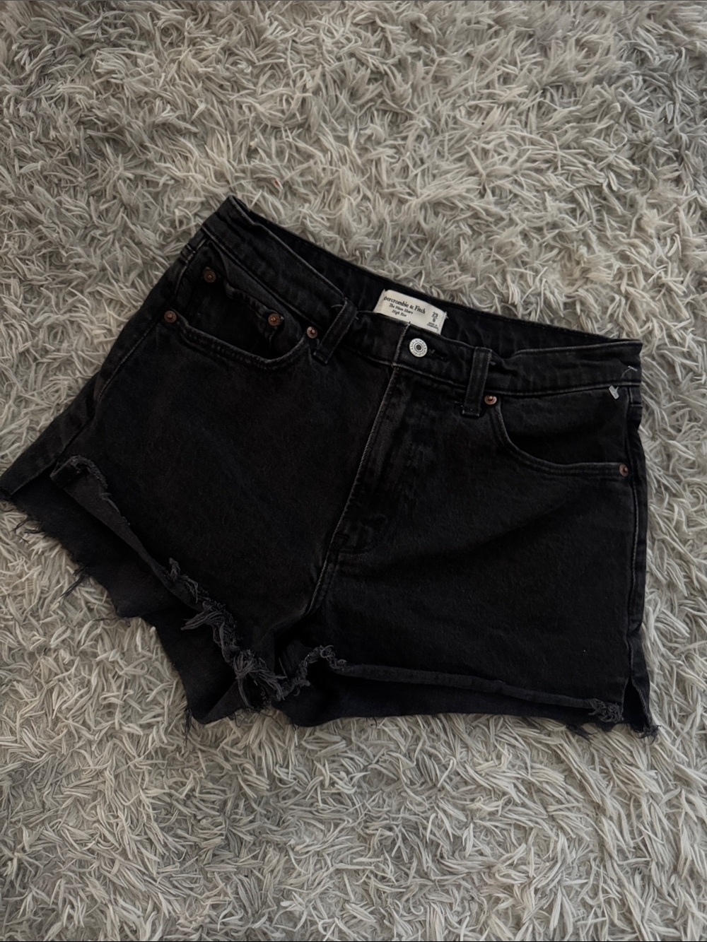 Abercrombie & Fitch Black Raw-Hem Denim Shorts